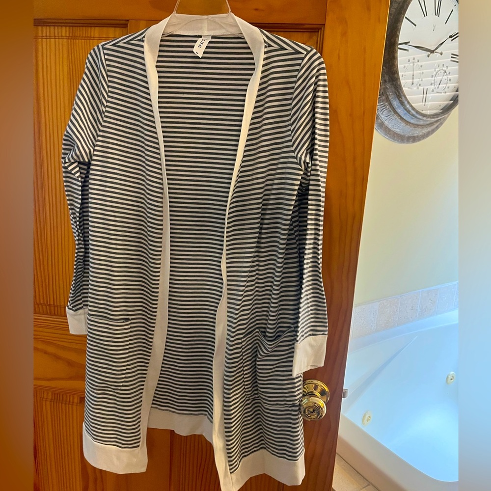 Striped open faced cardigan